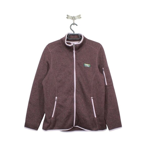 L.L. Bean Womens Full-Zip Burgundy Fleece Jacket Size XL Lightweight Warm Layer - Picture 1 of 10